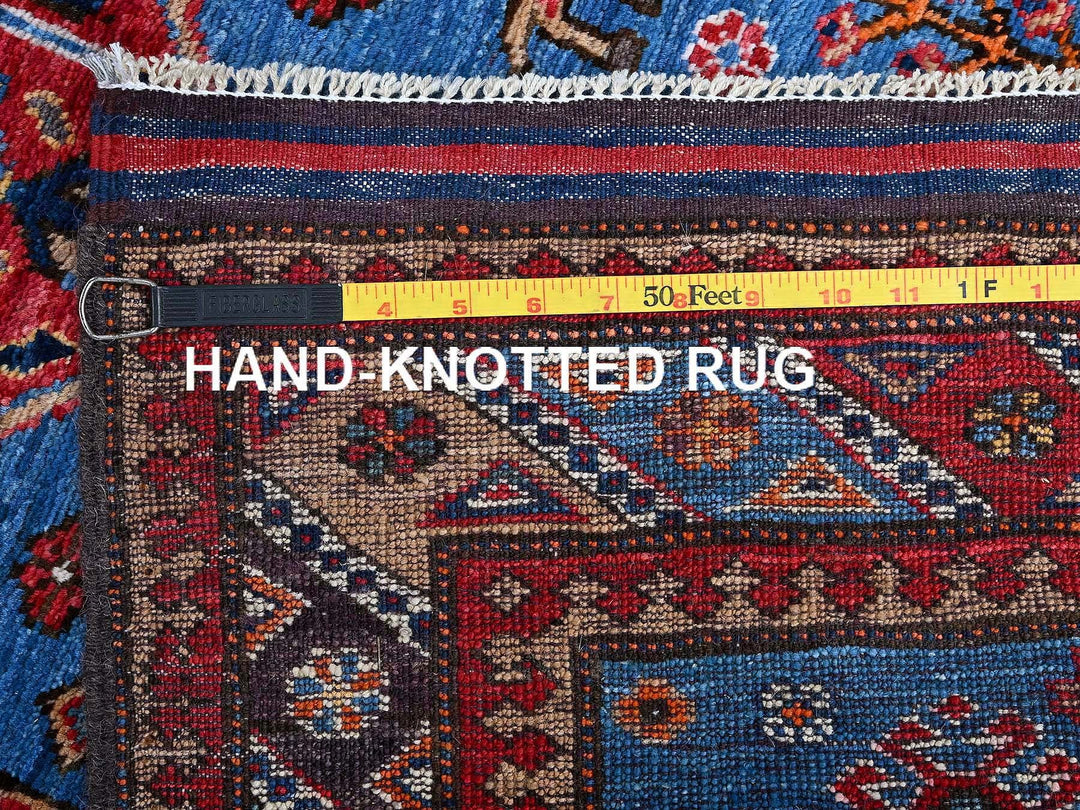 2'8" x 9'7" New Hand Knotted Blue Wool Runner Oriental Rug - MOA102622