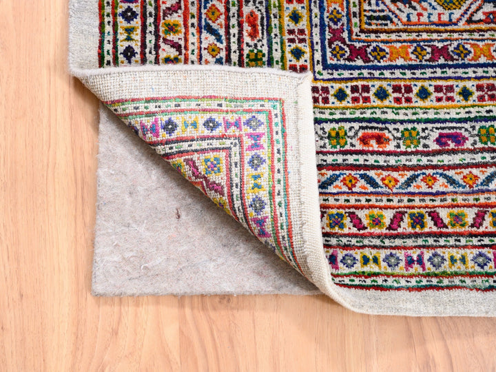 10'0" x 10'1" New Hand Knotted Beige Wool & Sari Silk Square Oriental Rug - MOA10262310
