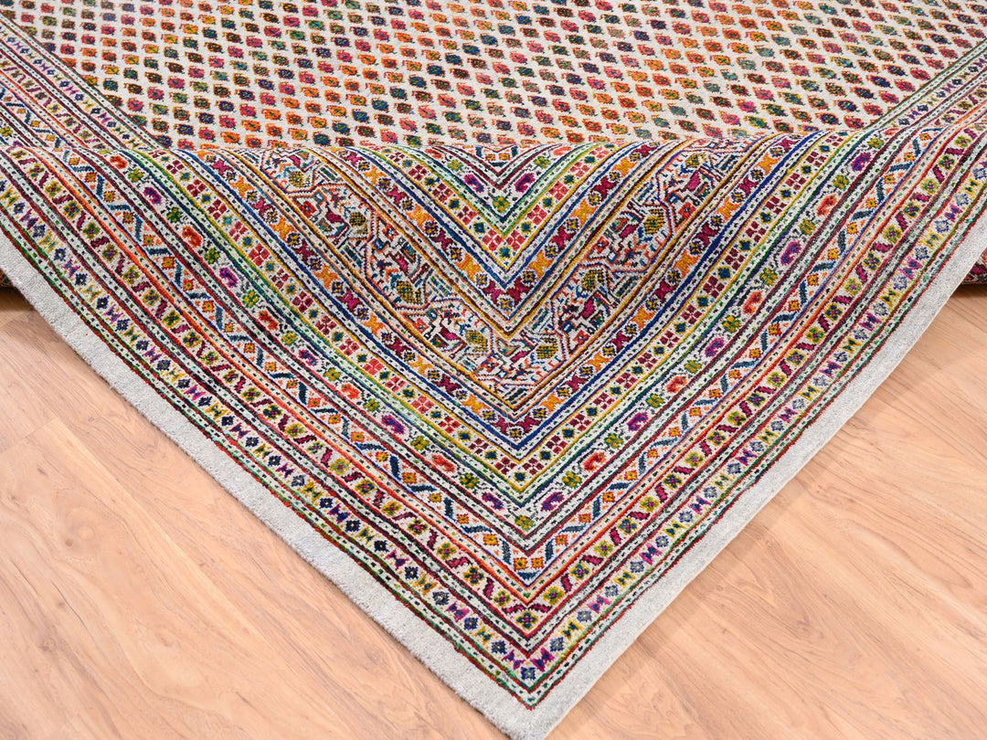 10'0" x 10'1" New Hand Knotted Beige Wool & Sari Silk Square Oriental Rug - MOA10262310