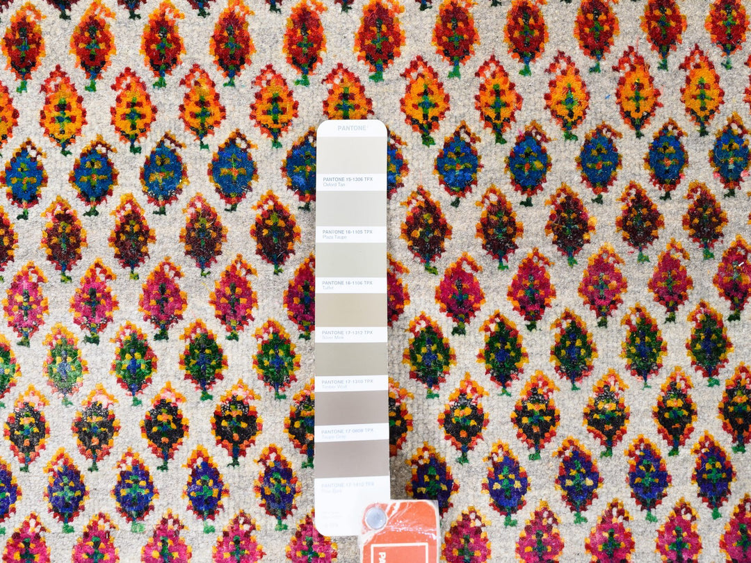 10'0" x 10'1" New Hand Knotted Beige Wool & Sari Silk Square Oriental Rug - MOA10262310