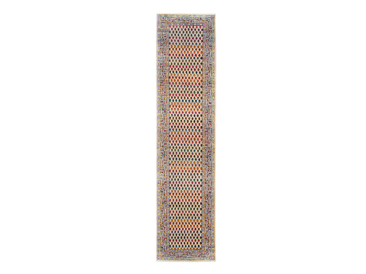 2'4" x 10'2" New Hand Knotted Beige Wool & Sari Silk Runner Oriental Rug - MOA10262330