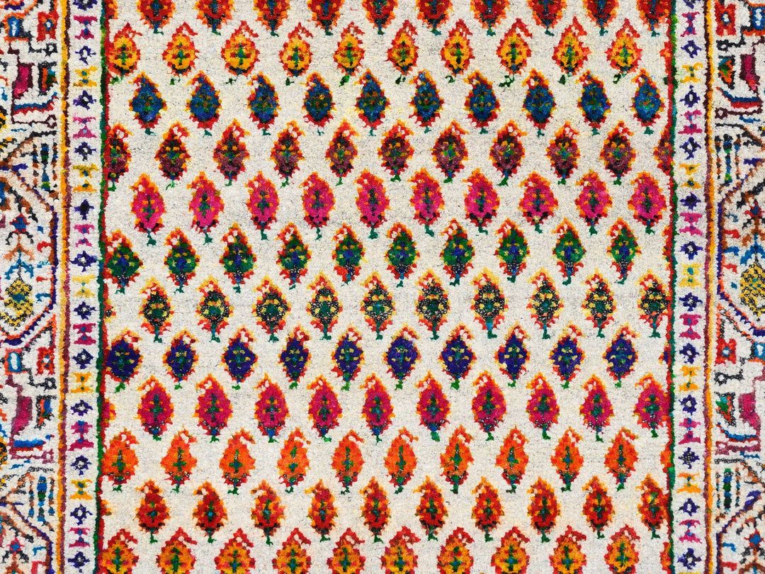 2'4" x 10'2" New Hand Knotted Beige Wool & Sari Silk Runner Oriental Rug - MOA10262330