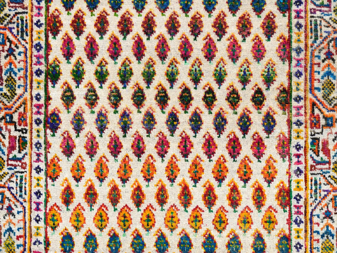 2'7" x 8'1" New Hand Knotted Beige Wool & Sari Silk Runner Oriental Rug - MOA10262331