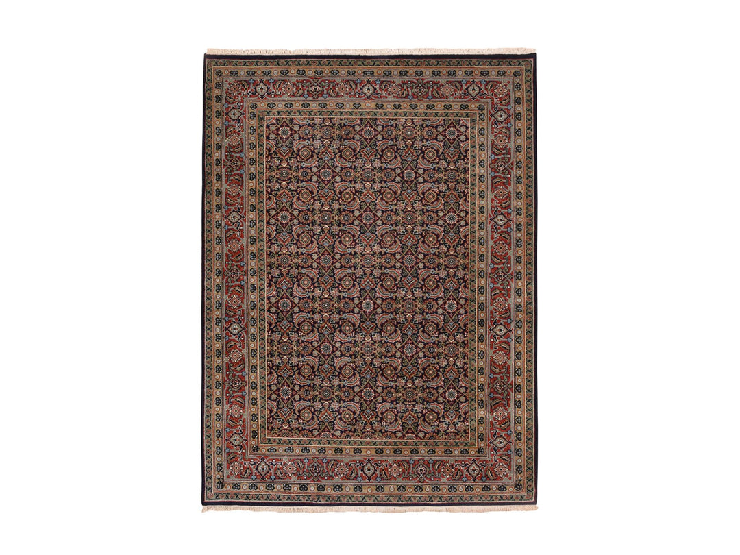 5'1" x 7'1" New Hand Knotted Black Wool & Silk Rectangle Oriental Rug - MOA10262342
