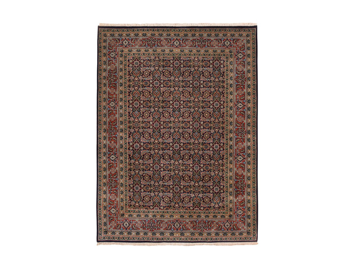 5'1" x 7'1" New Hand Knotted Black Wool & Silk Rectangle Oriental Rug - MOA10262342