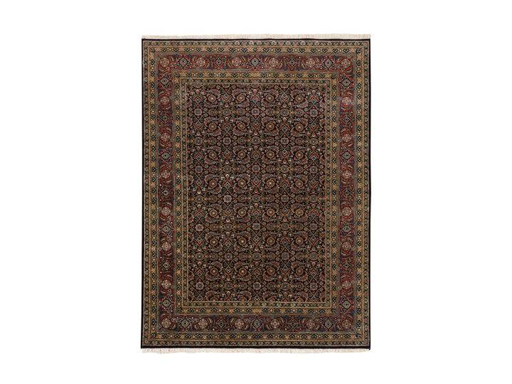 5'1" x 7'1" New Hand Knotted Black Wool & Silk Rectangle Oriental Rug - MOA10262343