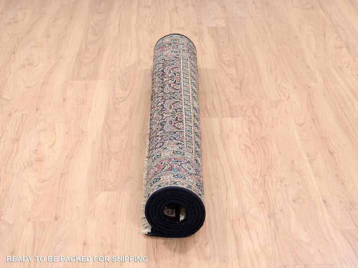 5'1" x 7'1" New Hand Knotted Black Wool & Silk Rectangle Oriental Rug - MOA10262343
