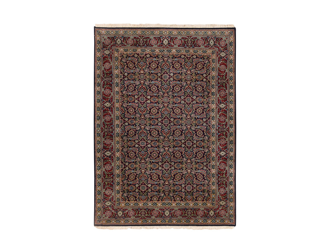 4'0" x 6'0" New Hand Knotted Black Wool & Silk Rectangle Oriental Rug - MOA10262345