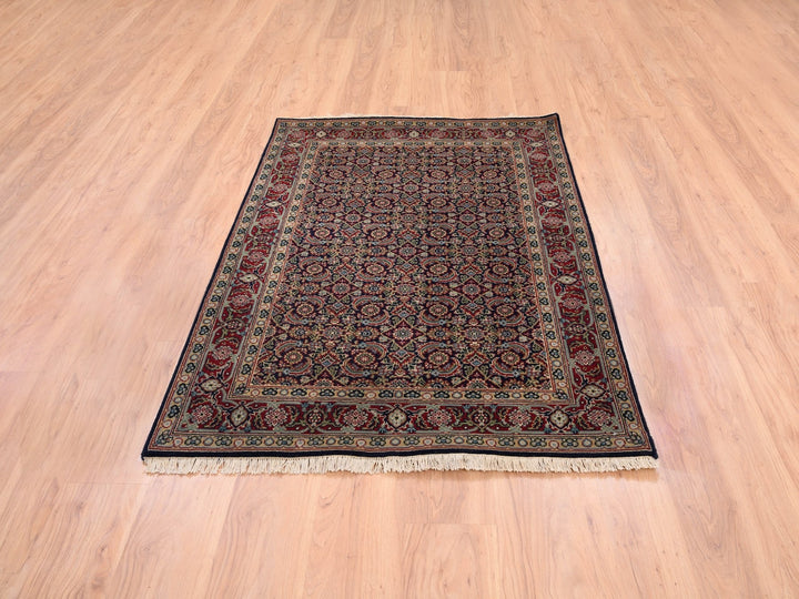 4'0" x 6'0" New Hand Knotted Black Wool & Silk Rectangle Oriental Rug - MOA10262345