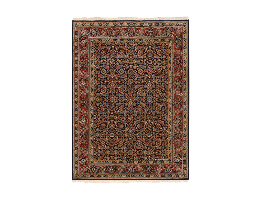4'0" x 6'0" New Hand Knotted Black Wool & Silk Rectangle Oriental Rug - MOA10262346
