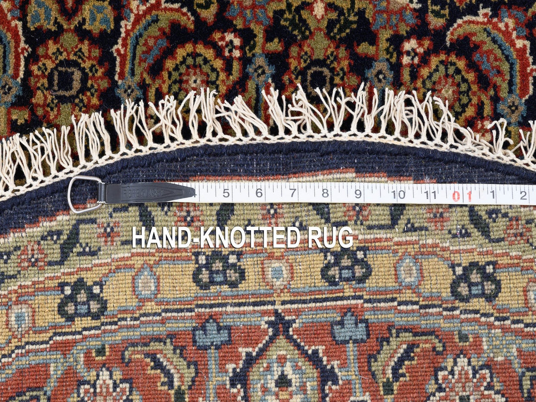 5'9" x 5'9" New Hand Knotted Black Wool & Silk Round Oriental Rug - MOA10262349