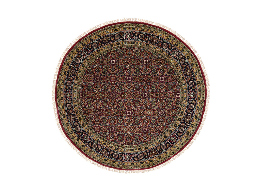 6'0" x 6'1" New Hand Knotted Red Wool & Silk Round Oriental Rug - MOA10262350