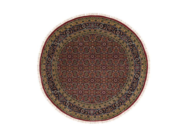 6'0" x 6'1" New Hand Knotted Red Wool & Silk Round Oriental Rug - MOA10262350