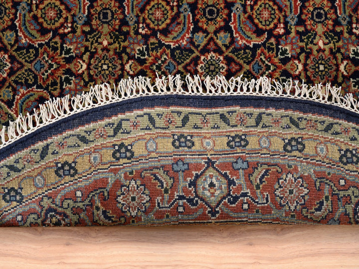 5'9" x 5'10" New Hand Knotted Black Wool & Silk Round Oriental Rug - MOA10262351