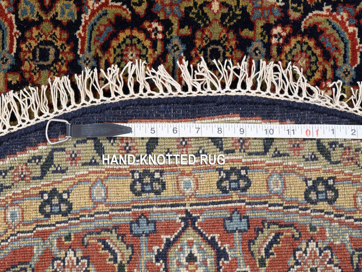 5'9" x 5'10" New Hand Knotted Black Wool & Silk Round Oriental Rug - MOA10262351