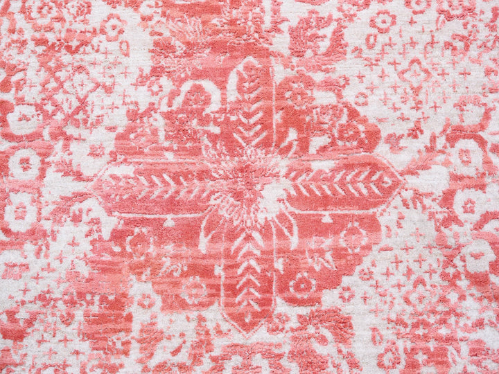 12'2" x 15'0" New Hand Knotted Pink Wool & Pure Silk Rectangle Oriental Rug - MOA10262356