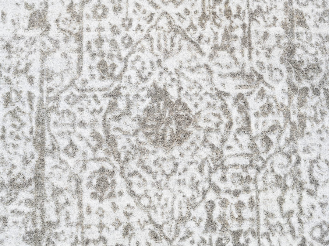 2'7" x 10'0" New Hand Knotted Grey Wool & Pure Silk Runner Oriental Rug - MOA10262361