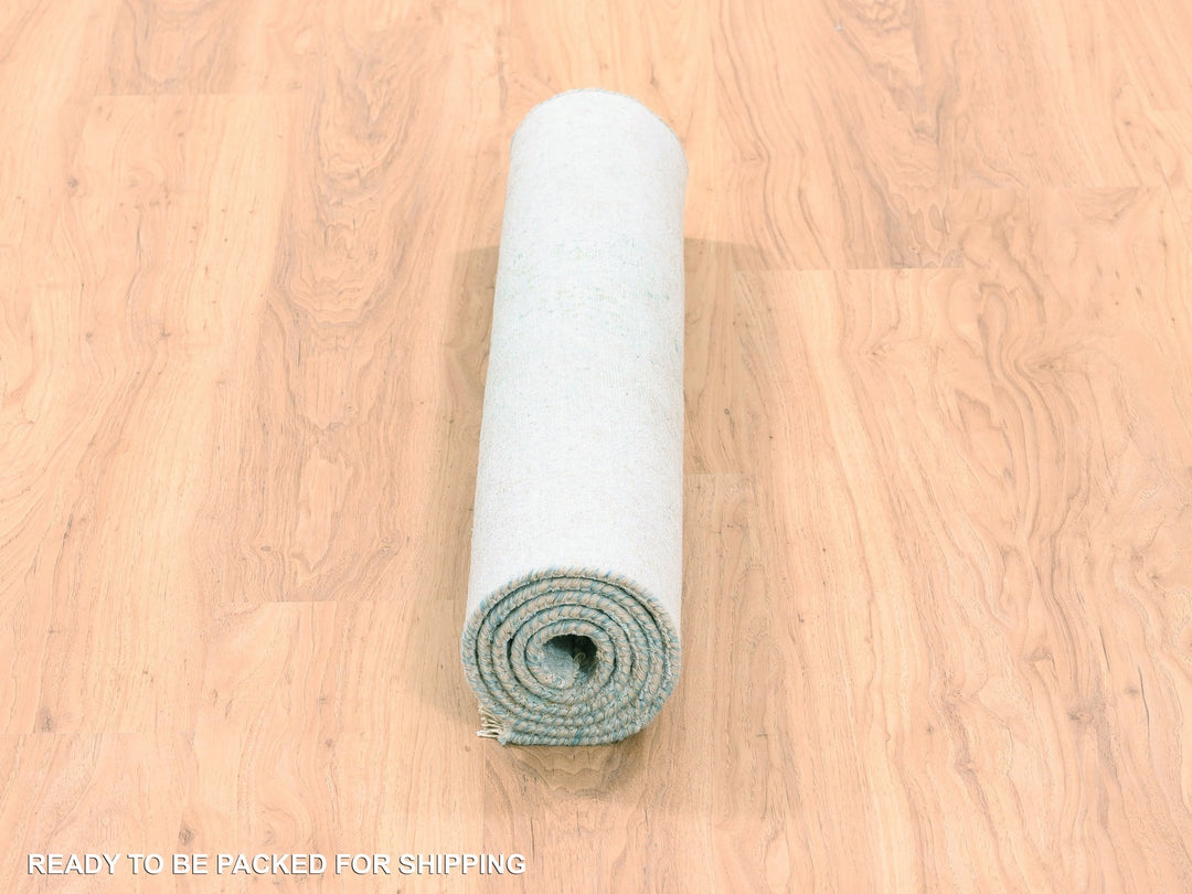 3'1" x 5'0" New Hand Knotted Ivory Wool & Pure Silk Rectangle Oriental Rug - MOA10262362
