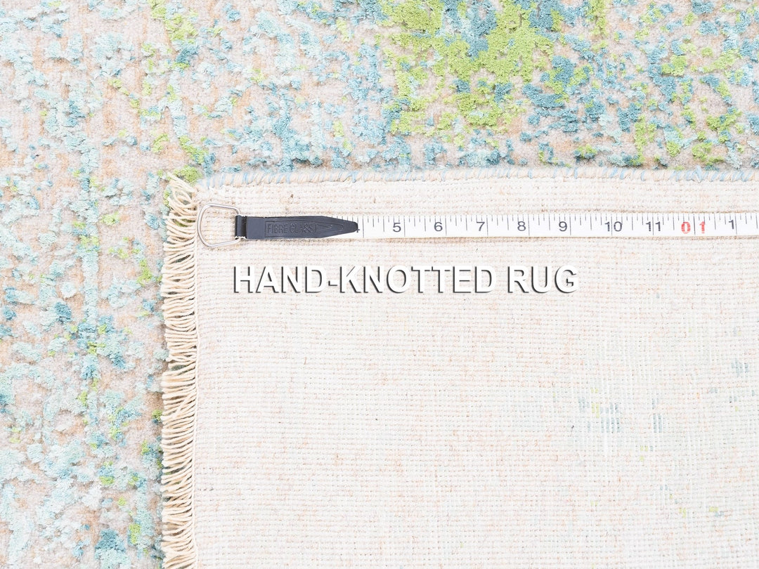 3'1" x 5'0" New Hand Knotted Ivory Wool & Pure Silk Rectangle Oriental Rug - MOA10262362