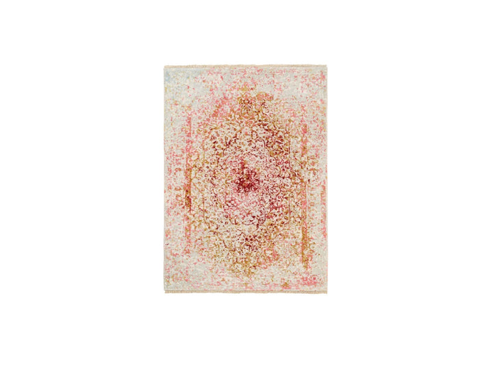 3'1" x 4'10" New Hand Knotted Pink Wool & Pure Silk Rectangle Oriental Rug - MOA10262372