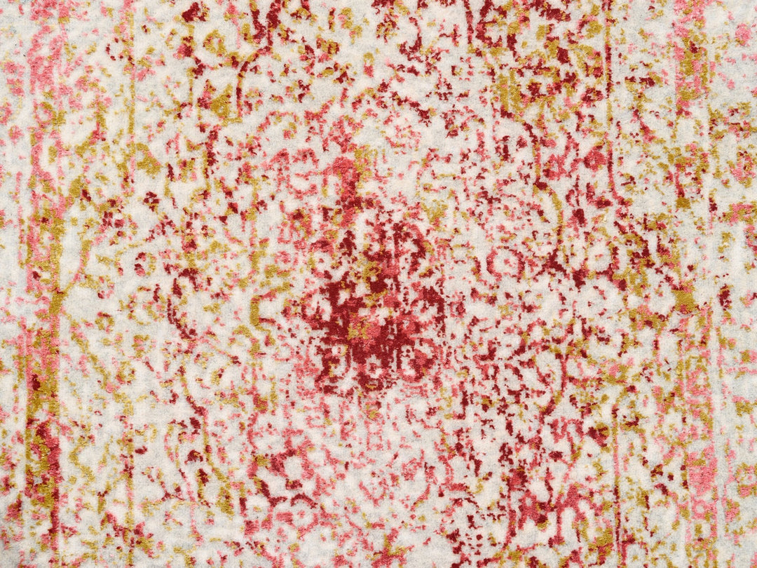 3'1" x 4'10" New Hand Knotted Pink Wool & Pure Silk Rectangle Oriental Rug - MOA10262372