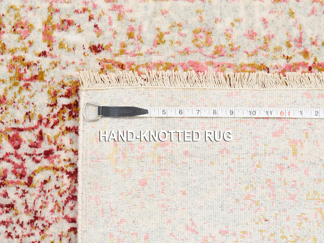 3'1" x 4'10" New Hand Knotted Pink Wool & Pure Silk Rectangle Oriental Rug - MOA10262372