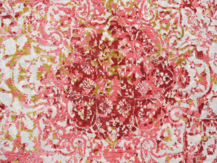 9'1" x 12'0" New Hand Knotted Pink Wool & Pure Silk Rectangle Oriental Rug - MOA10262373