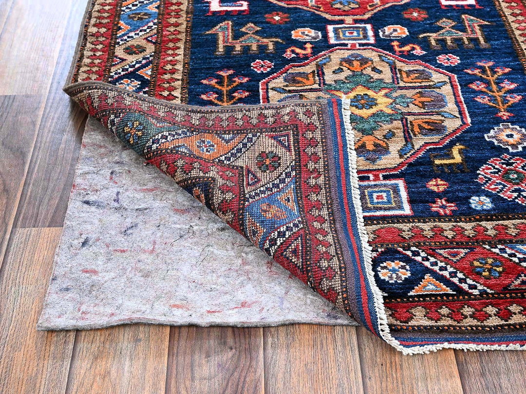 2'8" x 9'6" New Hand Knotted Blue Wool Runner Oriental Rug - MOA102623