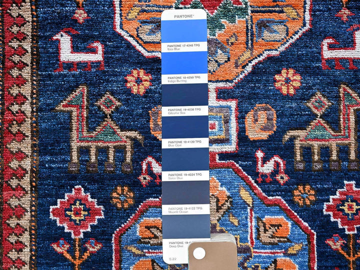 2'8" x 9'6" New Hand Knotted Blue Wool Runner Oriental Rug - MOA102623