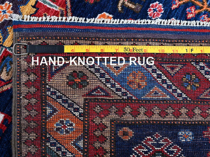 2'8" x 9'6" New Hand Knotted Blue Wool Runner Oriental Rug - MOA102623