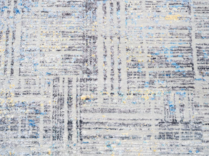 8'1" x 10'0" New Hand Knotted Grey Wool & Silk Rectangle Oriental Rug - MOA10262405