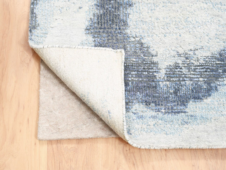 7'10" x 10'0" New Hand Knotted Blue Wool & Silk Rectangle Oriental Rug - MOA10262411
