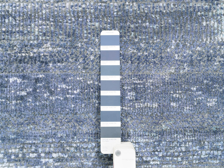 7'10" x 10'0" New Hand Knotted Blue Wool & Silk Rectangle Oriental Rug - MOA10262411