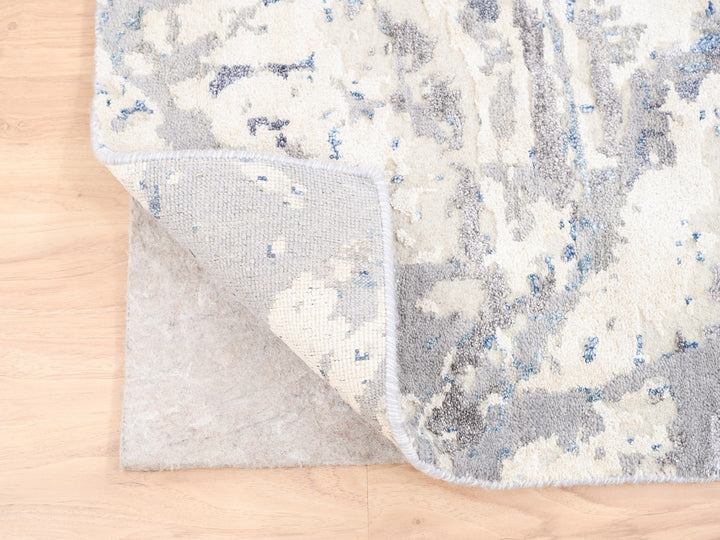 4'1" x 5'9" New Hand Knotted Ivory Wool & Silk Rectangle Oriental Rug - MOA10262429