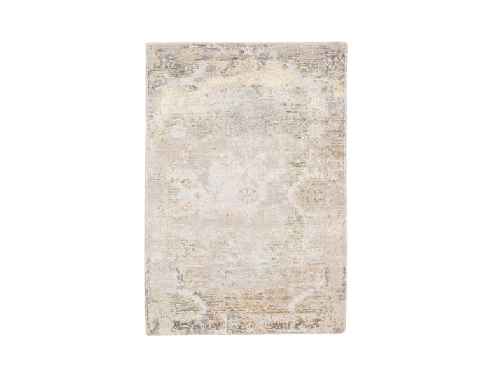 3'0" x 5'0" New Hand Knotted Beige Wool & Silk Rectangle Oriental Rug - MOA10262431