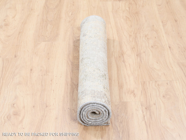 3'0" x 5'0" New Hand Knotted Beige Wool & Silk Rectangle Oriental Rug - MOA10262431