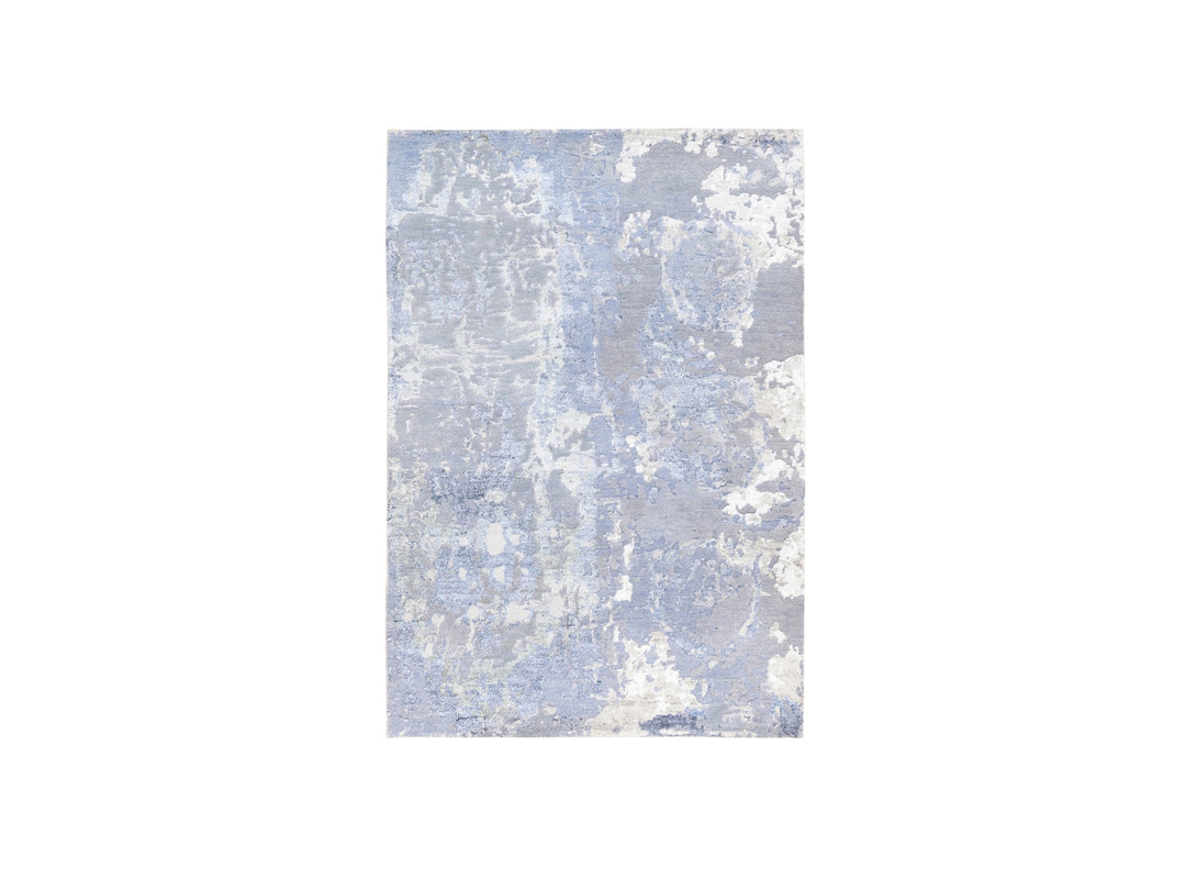 3'1" x 5'1" New Hand Knotted Grey Wool & Silk Rectangle Oriental Rug - MOA10262435