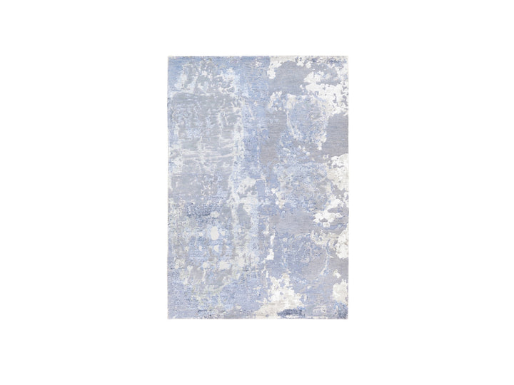 3'1" x 5'1" New Hand Knotted Grey Wool & Silk Rectangle Oriental Rug - MOA10262435