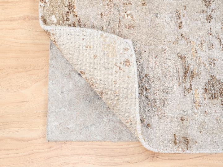 2'9" x 10'0" New Hand Knotted Beige Wool & Silk Runner Oriental Rug - MOA10262437