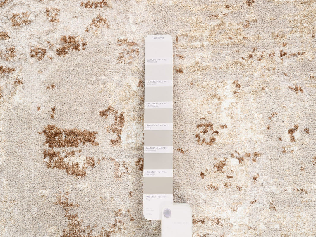 2'9" x 10'0" New Hand Knotted Beige Wool & Silk Runner Oriental Rug - MOA10262437