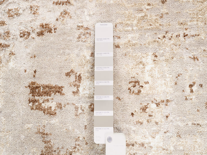2'9" x 10'0" New Hand Knotted Beige Wool & Silk Runner Oriental Rug - MOA10262437