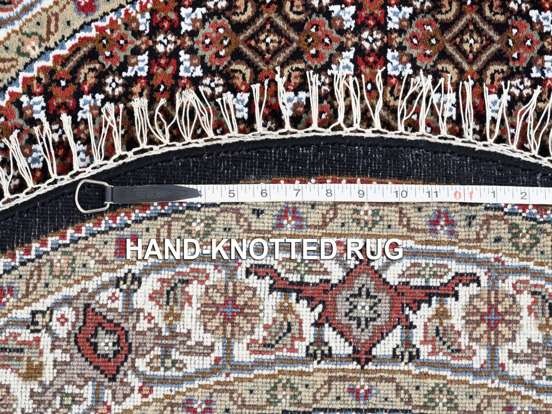 4'2" x 4'2" New Hand Knotted Black Wool Round Oriental Rug - MOA10262446