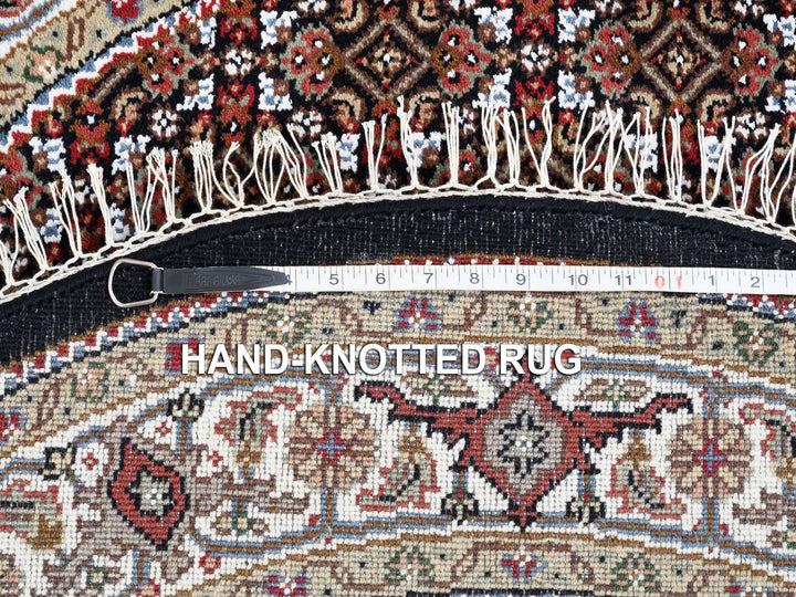 4'2" x 4'2" New Hand Knotted Black Wool Round Oriental Rug - MOA10262446