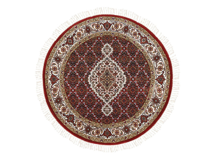 3'4" x 3'4" New Hand Knotted Red Wool Round Oriental Rug - MOA10262455