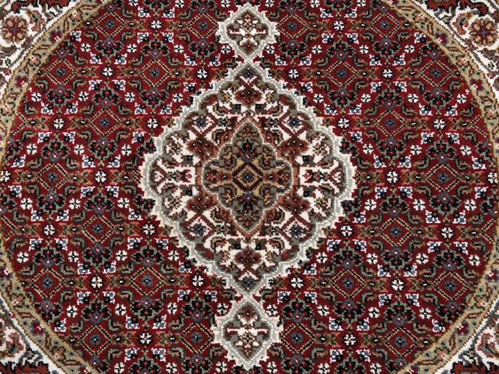 3'4" x 3'4" New Hand Knotted Red Wool Round Oriental Rug - MOA10262455