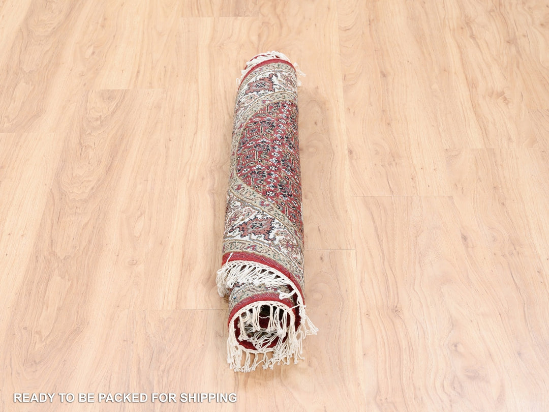 3'4" x 3'4" New Hand Knotted Red Wool Round Oriental Rug - MOA10262455