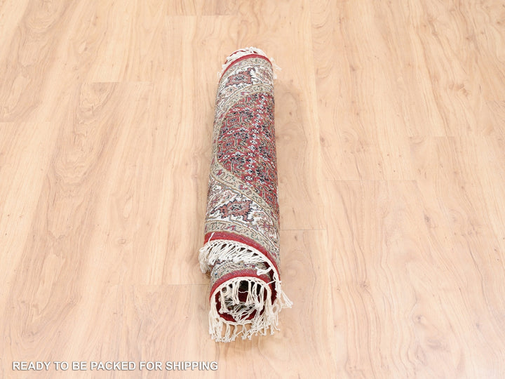 3'4" x 3'4" New Hand Knotted Red Wool Round Oriental Rug - MOA10262455