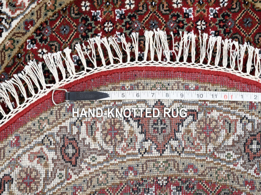 3'4" x 3'4" New Hand Knotted Red Wool Round Oriental Rug - MOA10262455
