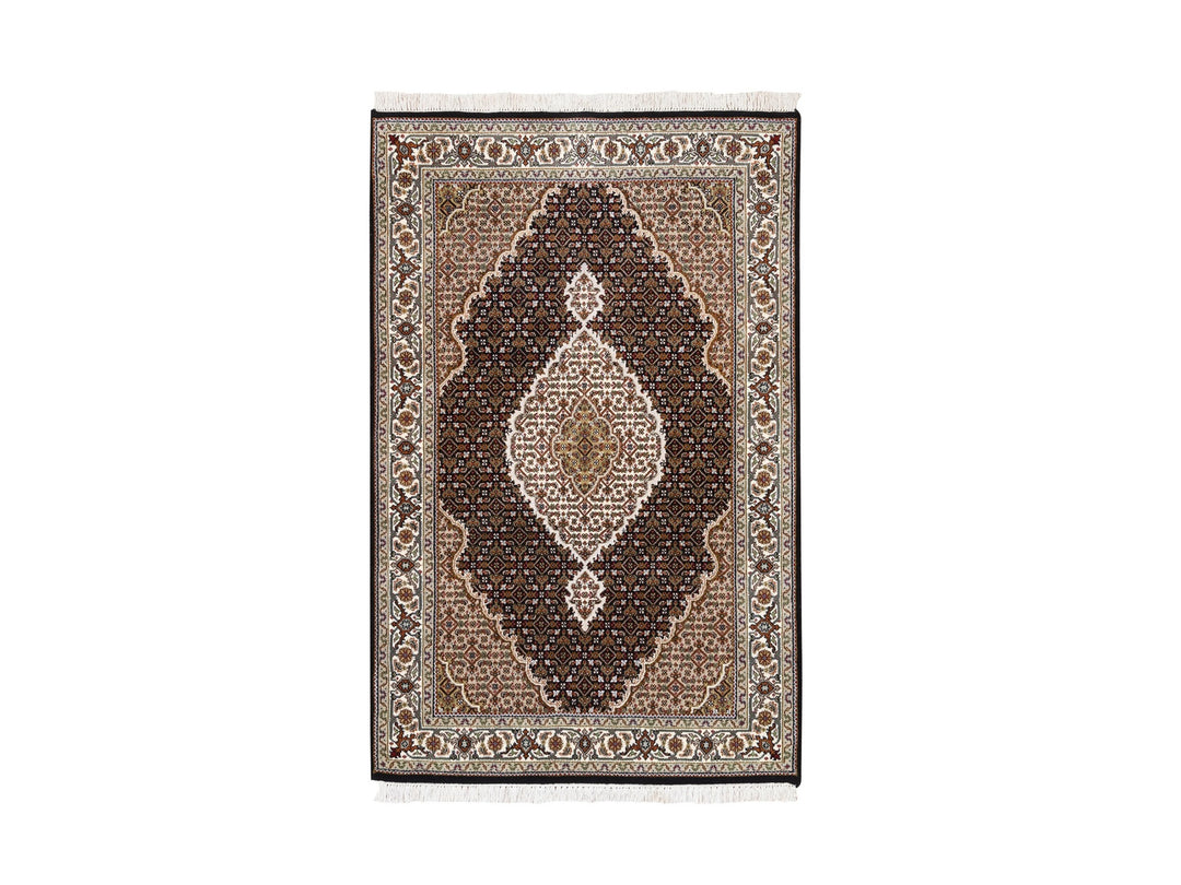 3'10" x 6'0" New Hand Knotted Black Wool Rectangle Oriental Rug - MOA10262488