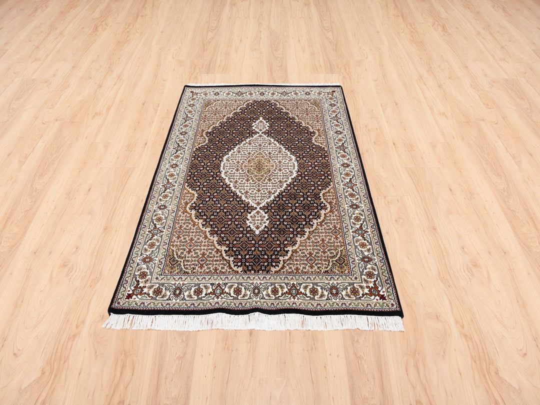 3'10" x 6'0" New Hand Knotted Black Wool Rectangle Oriental Rug - MOA10262488